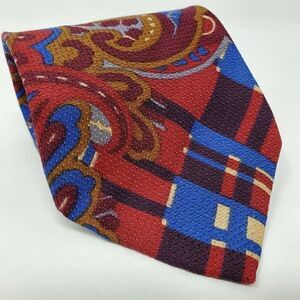 TED LAPIDUS SILK TIE BLUE RED HIPPY 70'S STYLE